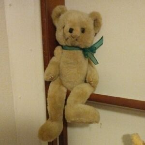 Adorable Tan Stuffed Bear with Green Bow